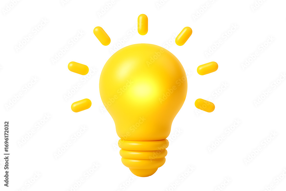 Fototapeta premium Glowing Bright Lamp Idea Symbol Isolated on a Transparent Background