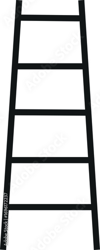  Vector art of a simple black ladder isolated on a, symbolizing progress, ascent, and reaching new heights