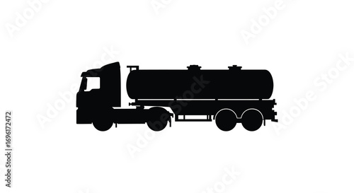 a black silhouette of a large tanker truck