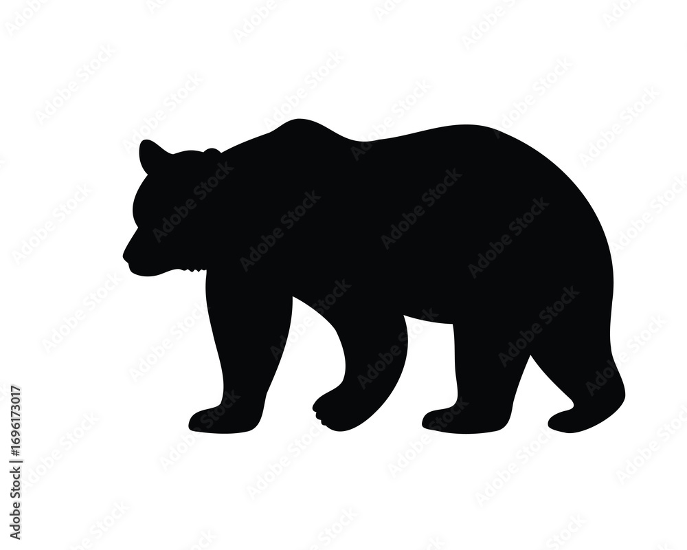 Obraz premium Silhouette of a Brown Bear Walking Against a Plain White Background