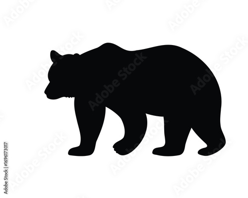 Silhouette of a Brown Bear Walking Against a Plain White Background