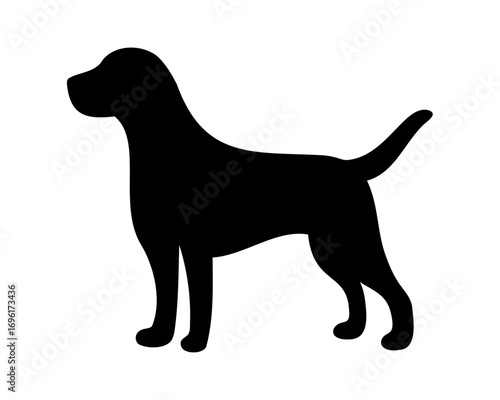 Silhouette of a majestic dog standing gracefully against a clean white background