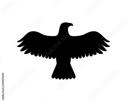 Silhouette of a Majestic Eagle Spreading its Wings Against a White Background