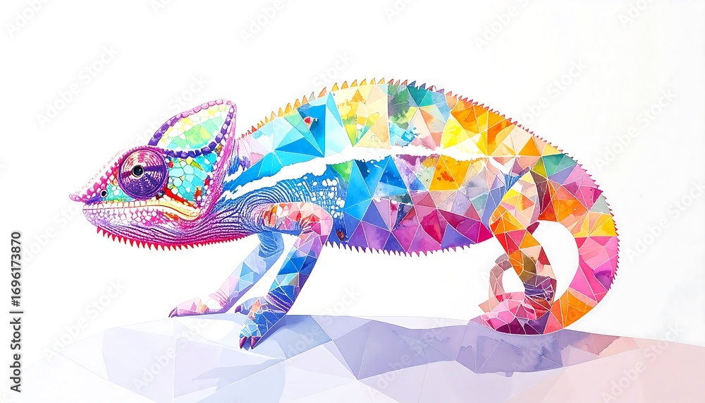 Fototapeta premium Colorful polygonal chameleon design