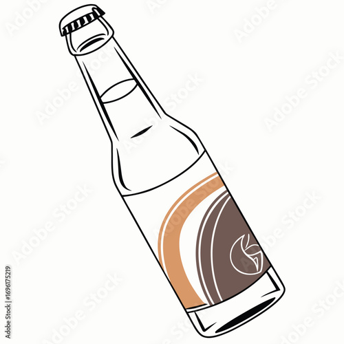 Minimalist illustration of a single beer bottle with clean lines and vibrant colors