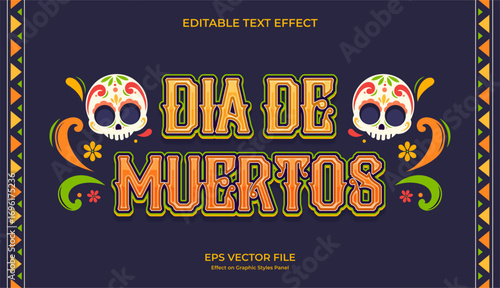 decorative dia de muertos editable text effect designtext eff tmplte