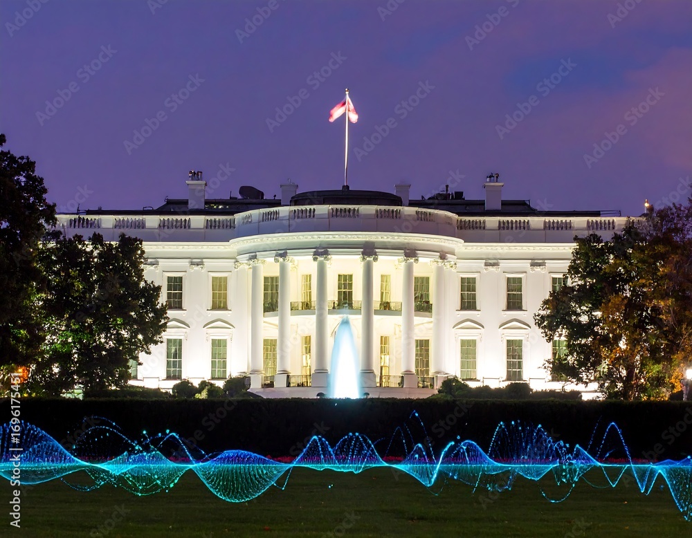 Naklejka premium White House at night with light art
