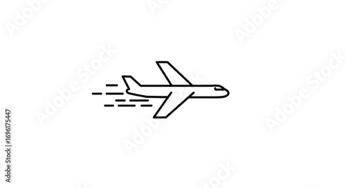 Airplane icon with motion lines signifying speed isolated PNG with Transparent Background
