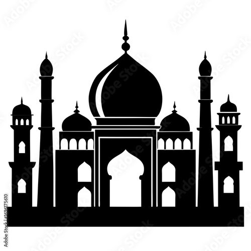 Taj Mahal a simple vector clean black silhouette design white background