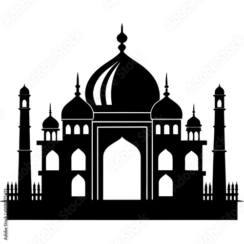 Taj Mahal a simple vector clean black silhouette design white background