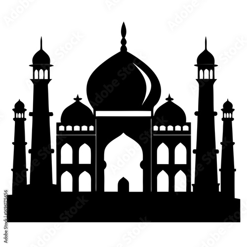 Taj Mahal a simple vector clean black silhouette design white background