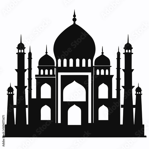 Taj Mahal a simple vector clean black silhouette design white background