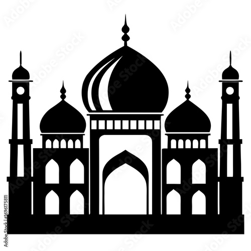 Taj Mahal a simple vector clean black silhouette design white background