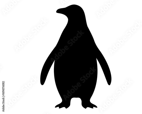 Silhouette of a penguin standing upright on a white background display