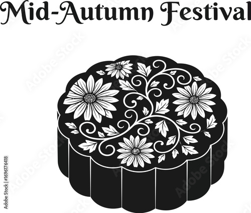 Mid-Autumn Festival mooncake, a traditional delicacy with intricate floral designs