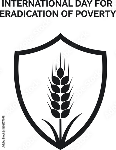 International day for the eradication of poverty symbol shield with wheat ear icon