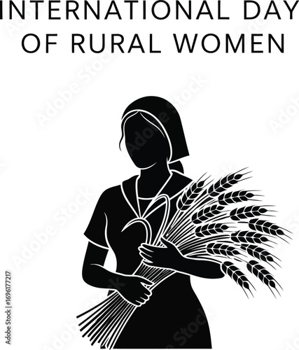 Silhouette of a rural woman holding wheat for international day of rural women