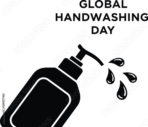 Global handwashing day with hand sanitizer concept of hygiene, health, and disease prevention
