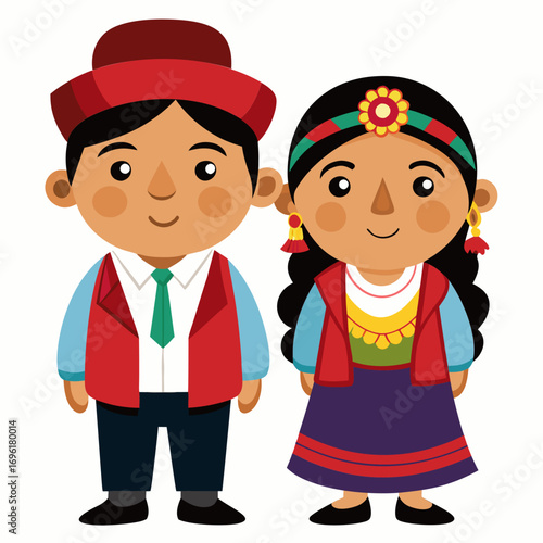 Vibrant Andean Couple in Traditional Garb