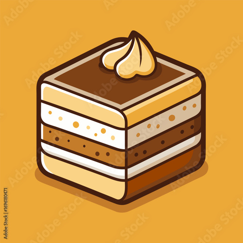 Delicious Tiramisu Cake.  Layers of Coffee.  Cocoa.  and Cream