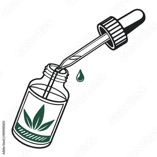 Minimalist flat vector illustration of a single chemical laboratory bottle with a simple design