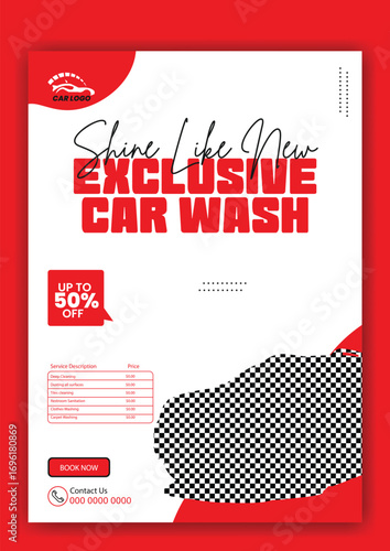 Exclusive car wash service with special offer and dynamic water splash on a yellow suv