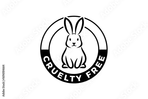 Cruelty free icon of bunny rabbit for not tested on animals badge. Cruelty-free logo label with bunny rabbit for vegan friendly product label