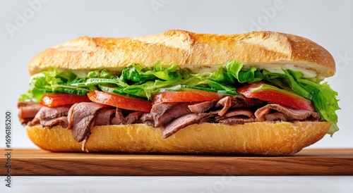 A gourmet roast beef sandwich
