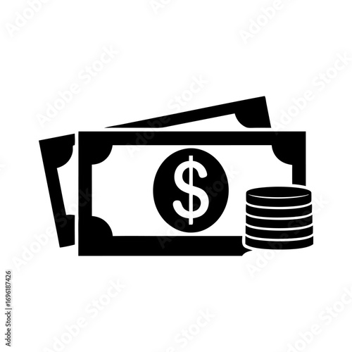 Money Matters Stack of Coins and Paper Currency Graphic Illustration Design