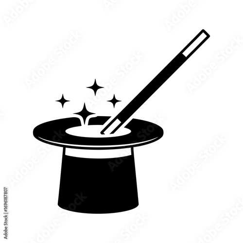 Magic Hat and Wand An Illustrative Icon of Illusion, Trickery, and Entertainment