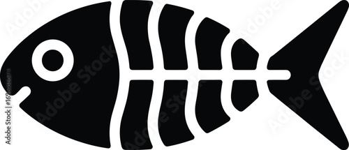 Stylized Silhouette of a Fish Skeleton A Graphic Emblem of Marine Life, Anatomy, and Dietary Choices with an Artistic Flair