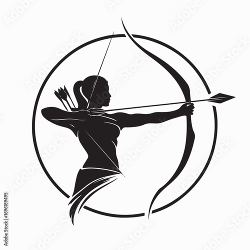 Archery Sport Logo Vector Design Isolated on White Background