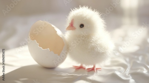 Wallpaper Mural Fluffy chick near cracked egg shell Torontodigital.ca