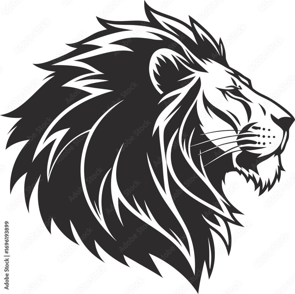 custom made wallpaper toronto digitalStylized Lion Head Silhouette Vector, Majestic Lion Profile Outline Illustration, Bold Lion Head Graphic Design, Regal Feline Silhouette Artwork