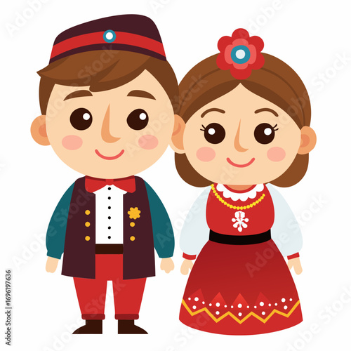Charming Romanian Folk Costume. A Colorful Illustration of Traditional Attire