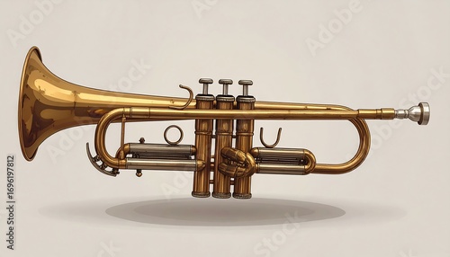 Brass trumpet, gold, musical instrument