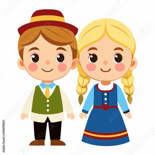 Adorable Norwegian Children in Traditional Bunad Costumes