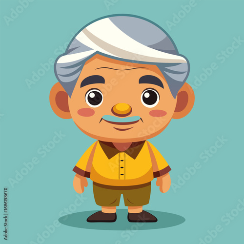 Adorable Cartoon Illustration of a Smiling Grandfather