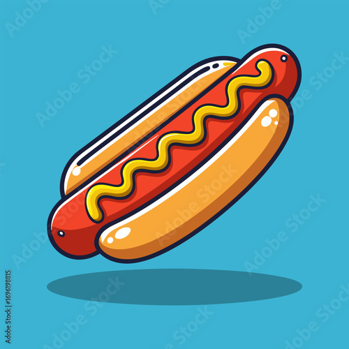 Hot Dog with Mustard.  A Classic American Food