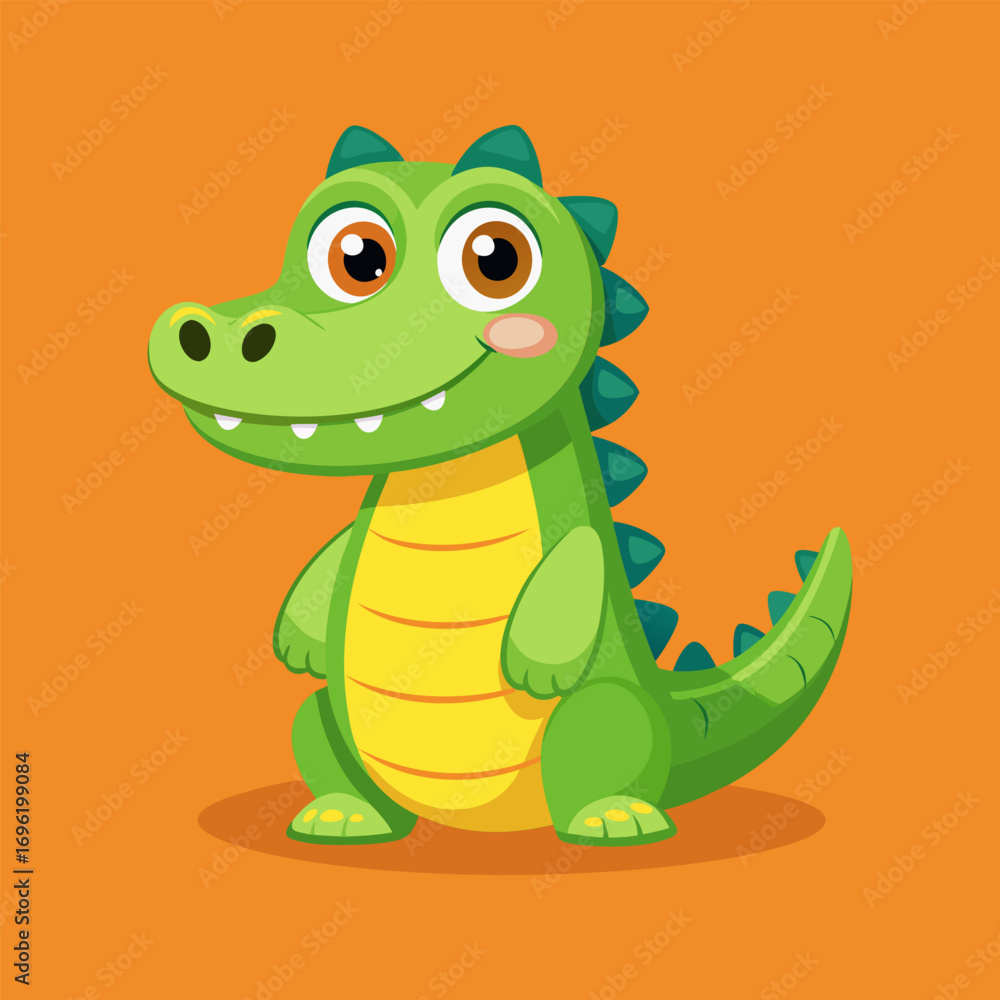 Fototapeta premium Adorable Baby Crocodile Cartoon Illustration