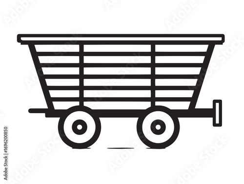 Minimal agricultural feeder wagon tool in outlined vector style