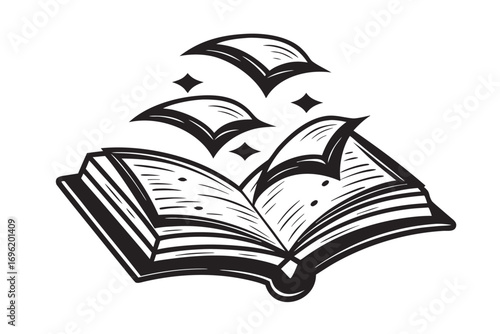 Magic Book With Sparkling Light Effects Isolated On White Background Design
