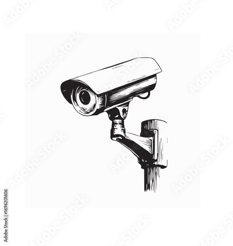 CCTV Security Camera on Pole Vector Illustration Isolated Design