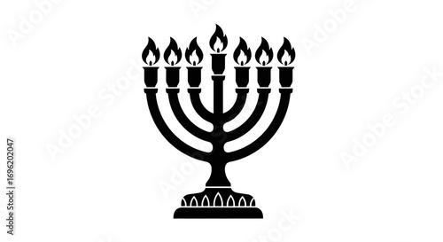 Minimalist hanukkah menorah illustration with glowing candles against a for festive holiday celebrations and jewish tradition at home on transparent background