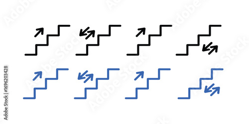Stairs up and down icon vector. stairs go and down symbol. vector illustration.