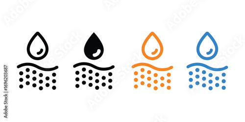 Water absorbent vector. skin hydration with these icons showing moisture absorption symbol. vector illustration.