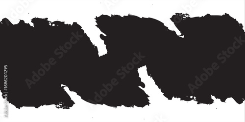 Abstract Black Ink Brush Stroke Rough Texture Grunge Style Zigzag Pattern.