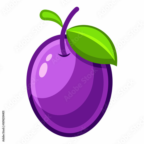Vibrant Purple Plum Illustration.  A Fresh and Juicy Fruit Design