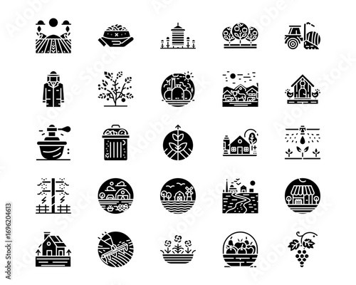 Farming Line Vector Icons