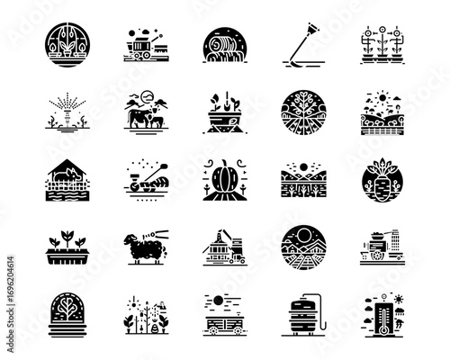 Farming Line Vector Icons